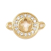 Brass Pave Clear Cubic Zirconia Donut Links Connector Charms KK-L251-09G-01-1