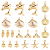 Marine Organism Theme 21Pcs 7 Styles Brass Charms KK-HS0015-53-1