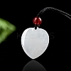 Natural Jadeite Heart Pendant Necklaces NJEW-F321-05-1