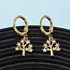 Brass Micro Pave Clear Cubic Zirconia Tree Hoop Earrings EJEW-K267-26G-2