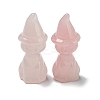 Natural Rose Quartz Carved Healing Cat with Witch Hat Figurines DJEW-D012-07G-1