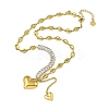 304 Stainless Steel Pave Clear Cubic Zirconia Heart Tassel Cable Chain Necklaces for Women NJEW-Z051-01G-2