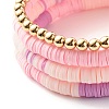 Synthetic Hematite & Polymer Clay Heishi Beads Stretch Bracelets Set BJEW-JB07380-5