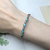 Oval Synthetic Turquoise Beaded Cuff Bangles for Women BJEW-C146-01-2
