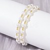 Brass & White ABS Imitation Pearl Handmade Link Chain Necklaces NJEW-M099-01G-4