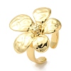 Flower Rack Plating Brass Cuff Rings for Women RJEW-G323-06G-1