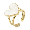 Ion Plating(IP) 304 Stainless Steel Enamel Heart Cuff Finger Rings RJEW-L107-072G-01-1