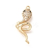 Brass Micro Pave Clear & Black Cubic Zirconia Connector Charms KK-C085-18G-1