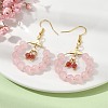 Imitation Jade Glass Beaded Ring Dangle Earrings EJEW-JE05568-04-3