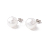 6 Pair Shell Pearl Round Ball Stud Earrings EJEW-A067-18B-P-1