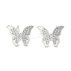 Rack Plating Brass Micro Pave Clear Cubic Zirconia Stud Earrings for Women EJEW-M260-13P-A-1