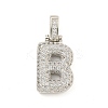 Brass Micro Pave Clear Cubic Zirconia Pendants KK-B099-01P-B-1