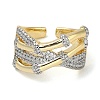 Rack Plating Brass Micro Pave Cubic Zirconia Cuff Finger Rings for Women RJEW-C114-16H-G-2