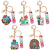 5Pcs 5 Colors Teachers' Day Wooden Keychains AJEW-SP0001-41B-1