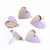 Transparent Resin & Wood Stud Earrings EJEW-N017-002A-D03-1