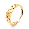 Ion Plating(IP) 304 Stainless Steel Textured Rhombus Adjustable Ring for Women RJEW-I085-05G-1