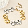 Two Tone 304 Stainless Steel Dual-Tone Orbit Chain Bracelets for Women BJEW-A169-14GP-1
