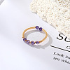 Dyed Natural Jade Round Braided Bead Style Finger Ring PW-WG81652-01-1
