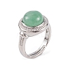 Natural Green Aventurine Round Adjustable Rings RJEW-K271-04P-10-2