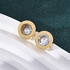 Flat Round 304 Stainless Steel Cubic Zirconia Pendant Necklaces & Bracelets & Stud Earrings Sets for Women SJEW-C004-19G-4