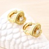 Heart Brass Micro Pave Clear Cubic Zirconia Hoop Earrings EJEW-Z121-05G-2