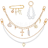 4Pcs 4 Styles 304 Stainless Steel  Chains Bag Decorative Chains and Brooch Sets HJEW-UN00078-1