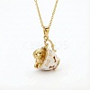 Brass White Enamel Animal Cup Pendant Necklaces for Women WG2B305-01-1