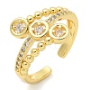 Brass Micro Pave Clear Cubic Zirconia Cuff Rings RJEW-M029-02G-1
