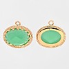 Long-Lasting Plated Golden Tone Brass Glass Oval Charms LS-GLAA-J059-04G-3