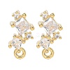 Brass Clear Cubic Zirconia Stud Earring Findings KK-A238-01F-G-1