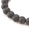 Natural Lava Rock Stretch Bracelet with Alloy Cross Coin BJEW-JB08192-03-6