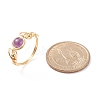 Natural Amethyst Braided Finger Ring RJEW-TA00042-02-5