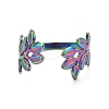 Ion Plating(IP) Rainbow Color 304 Stainless Steel Leaf Open Cuff Ring for Women RJEW-C025-09M-2