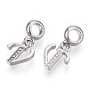 Platinum Rack Plating Alloy Rhinestone European Dangle Charms PALLOY-T048-36P-V-2