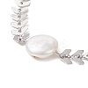 Natural Pearl Link Bracelet with 304 Stainless Steel Cobs Chains for Women BJEW-TA00214-5