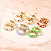 Rack Plating Flower Brass Enamel Hoop Earrings EJEW-H143-13G-1