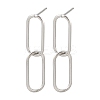 Oval 316 Stainless Steel Dangle Stud Earrings EJEW-D339-04P-4