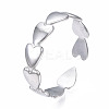 Non-Tarnish 304 Stainless Steel Heart Wrap Open Cuff Ring LS-RJEW-T023-69P-3