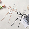 2Pcs 2 Colors Alloy Heart & PU Leather Bowknot Pendant Decorations FIND-GF0008-39-7