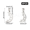8Pcs 304 Stainless Steel Pendants STAS-UN0030-75-5
