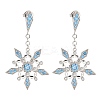 Rack Plating Brass Micro Pave Clear Cubic Zirconia Snowflake Dangle Stud Earrings EJEW-T021-03P-1