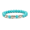 Synthetic Turquoise & Natural Lava Rock Round Beads Stretch Bracelets Set BJEW-JB07465-6