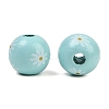 Printed Wood European Beads WOOD-G029-07D-2