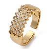 Brass Micro Pave Clear Cubic Zirconia Cuff Finger Rings for Women RJEW-G337-27G-4