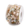 Natural Morganite & Glass Link Chains CHC-K014-12G-01-2
