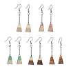 Two Tone Resin & Wood Trapezoid Dangle Earrings EJEW-JE05569-1