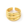 Rack Plating Brass Grooved Open Cuff Rings RJEW-K249-06G-2