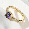 Brass & Round Cubic Zirconia Finger Rings CU-CBA7E55-19G-02-3