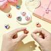 9Pcd 9 Colors Painted Glass Beads Enamel Beads Heart with Fruit LAMP-CJ0002-45-5
