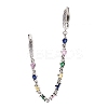 Colorful Cubic Zirconia Dangle Chains Double Hoop Earrings EJEW-C030-14P-1